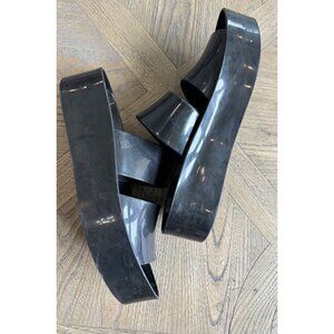 Melissa Women's Black Chunky Wedge Jelly Sandals Slides 8 Open Toe